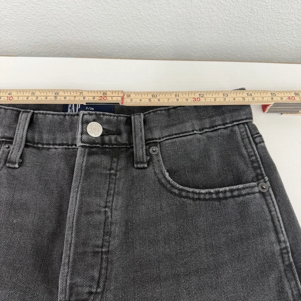 Gap Black Denim High Rise Cheeky Shorts Size 2/26 Button Up Streetwear Grunge - Picture 6 of 7